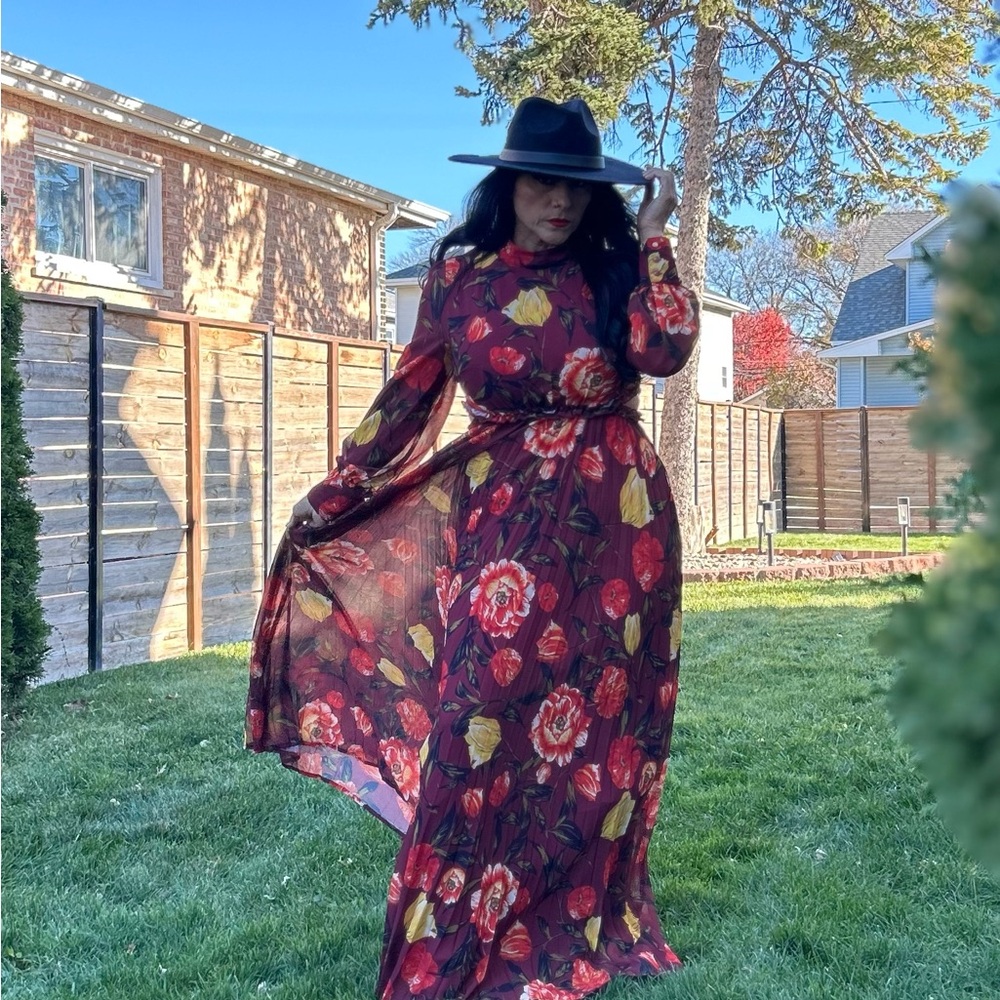 Floral Maxi Dress with Long Sleeves